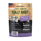 Rabbit Dog Treats, grain free dog treats, rabbit meat for dogs - Back of Bag